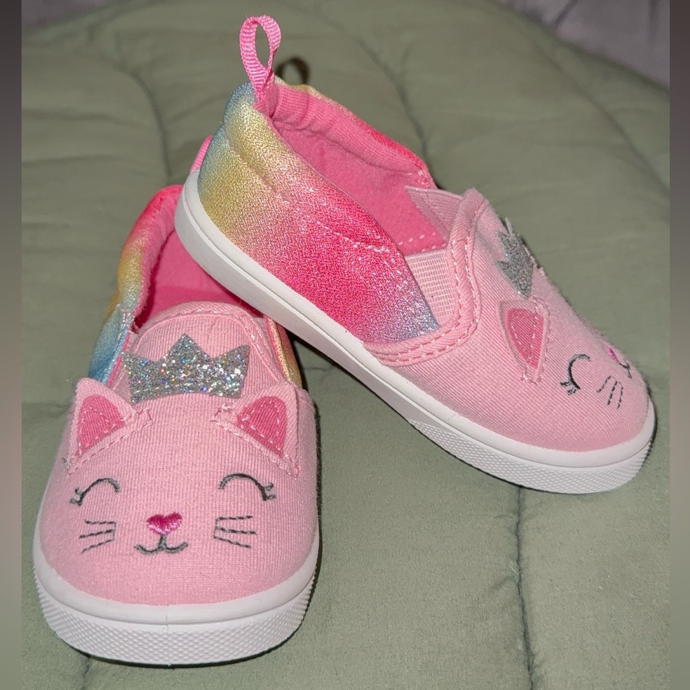 Pink Cat Slip-On Shoes for Baby  size 4